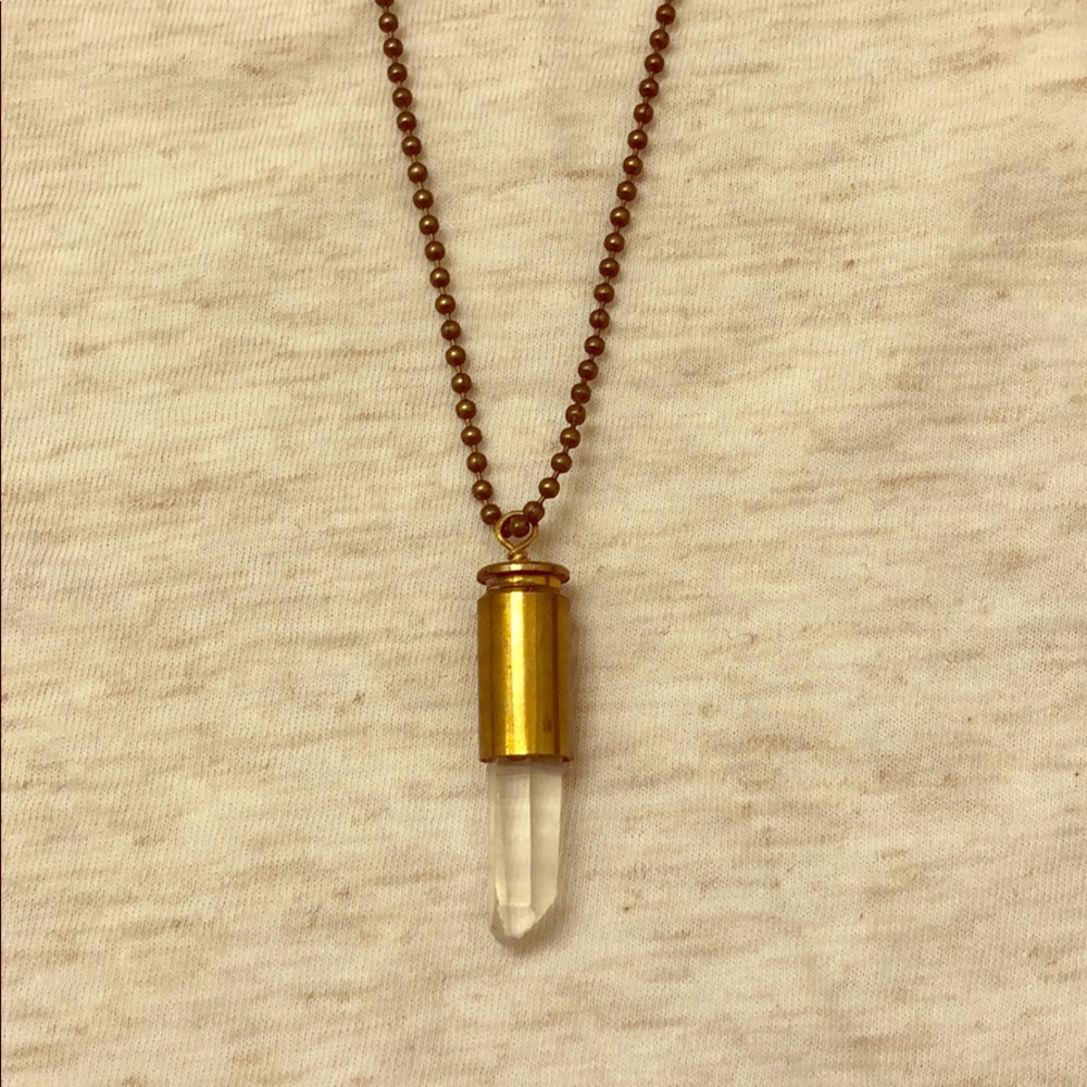 Unique bullet with crystal pendant necklace